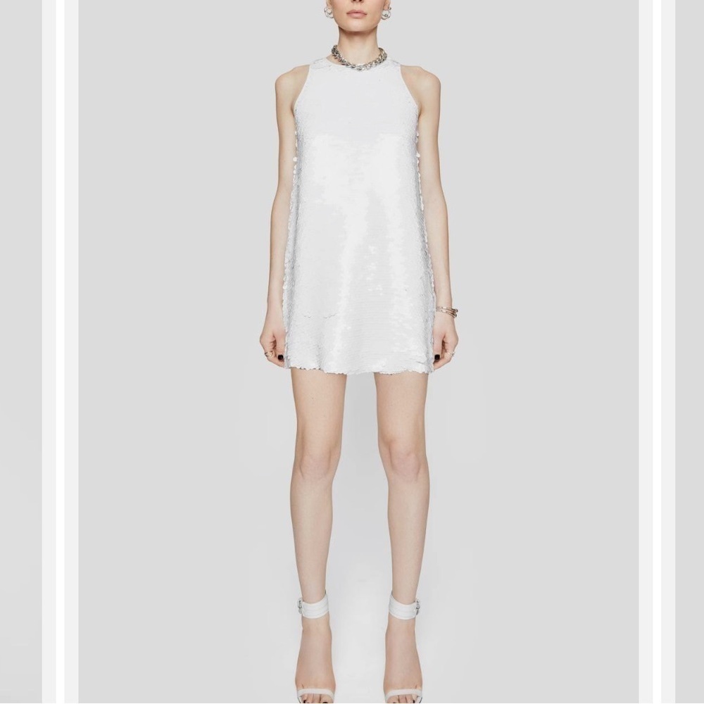 Madewell Broadway & Broome White Sequin Shift Dress